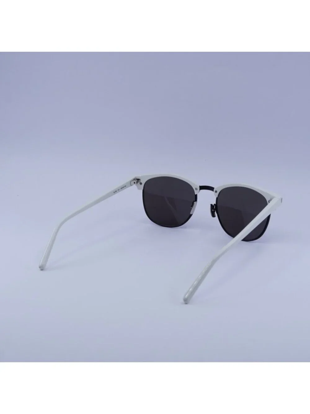 Saint Laurent SL108 011 Sunglasses Ivory Browline Frame, Black Lenses